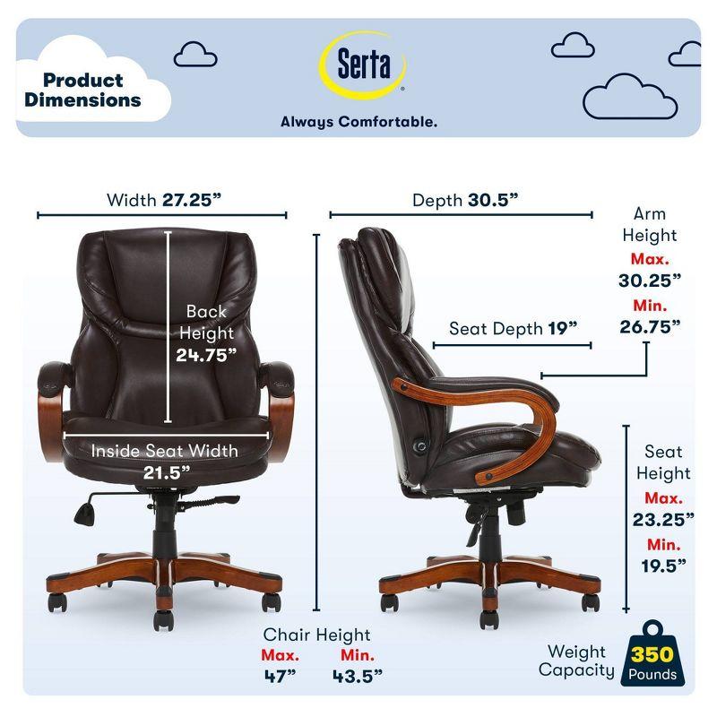 Big and Tall Executive Office Chair with Upgraded Wood Accents - Serta