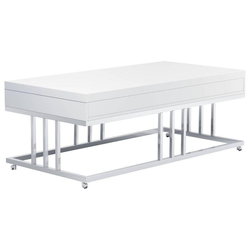 Dalya 2 Drawer Coffee Table White High Gloss/Chrome - Coaster