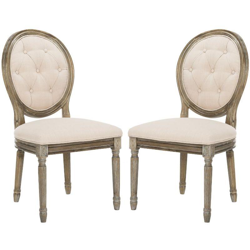 Holloway Tufted Oval Side Chair (Set of 2) - FOX6235 - Beige - Safavieh Couture