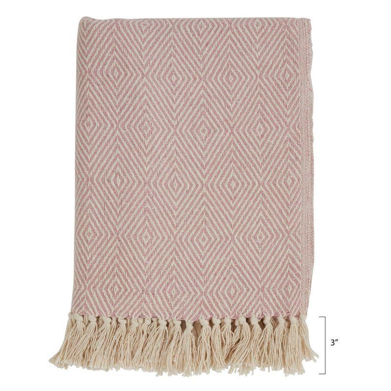 Plush Cotton Diamond Weave Throw Blanket with Tasseled Edges - 50"x60"