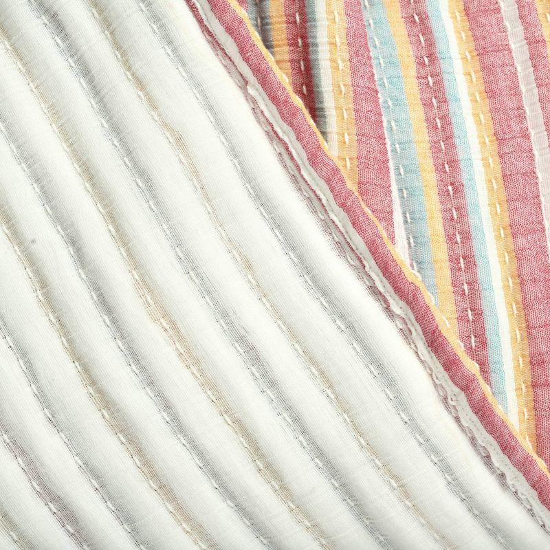 50"x60" Tracy Striped Kantha Pick Stitched Yarn Dyed Cotton Woven Throw Blanket Rust - Lush Décor