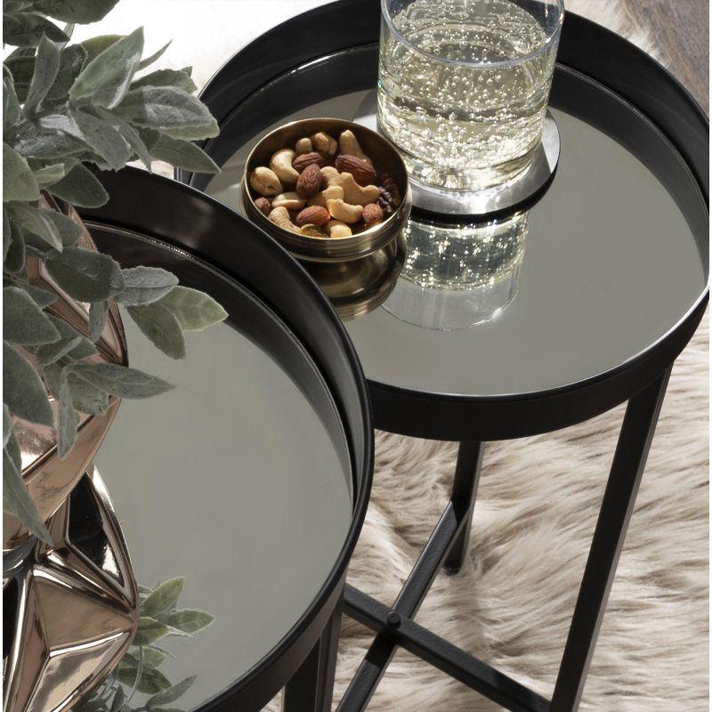 Kate and Laurel Celia Round Metal Nesting Table, 2 Piece, Black