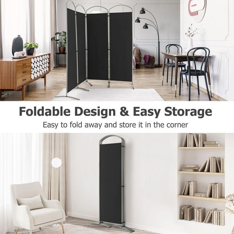 Costway 4 Panels Folding Room Divider 6 Ft Tall Fabric Privacy Screen Black