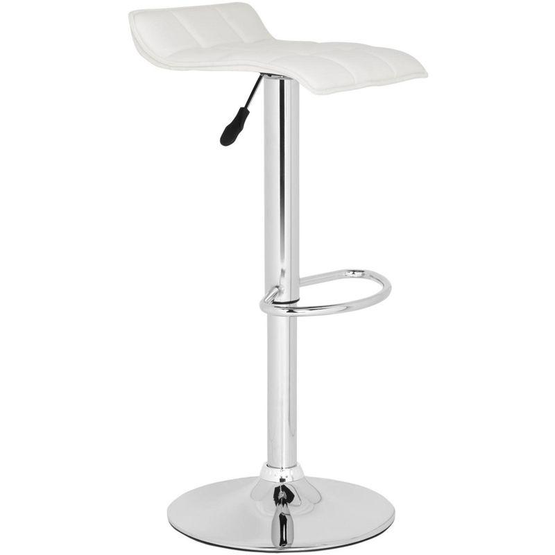 Lamita White Adjustable Swivel Bar Stool with Chrome Base