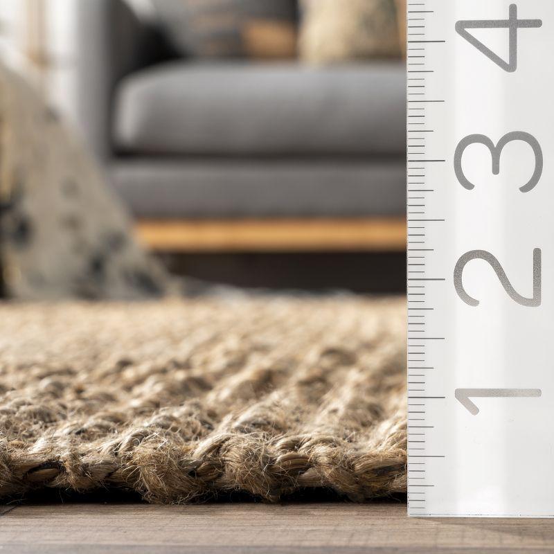 Nuloom 4 Square Daniela Jute Tassel Hand Woven Indoor Area Rug, Natural, Solid Chunky Farmhouse Design, Natural Fiber BedroomLiving Room
