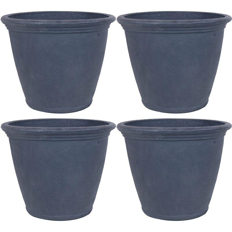 Anjelica Rustic Slate 24" Double-Walled Polyresin Outdoor Planter