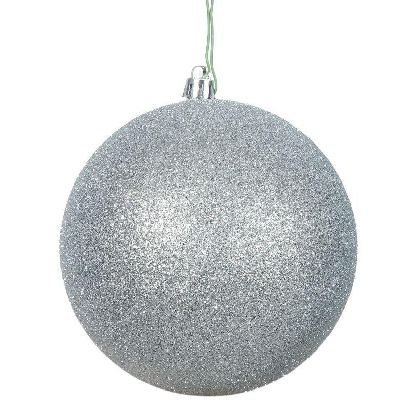 Silver Glitter Shatterproof Plastic Christmas Ball Ornaments, Set of 6