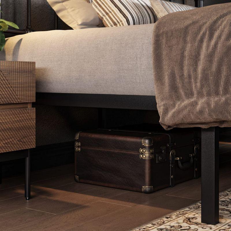 Allewie King Size Metal Platform Bed Frame with Victorian Style Wrought Iron-Art Headboard/Footboard, No Box Spring Required, Black