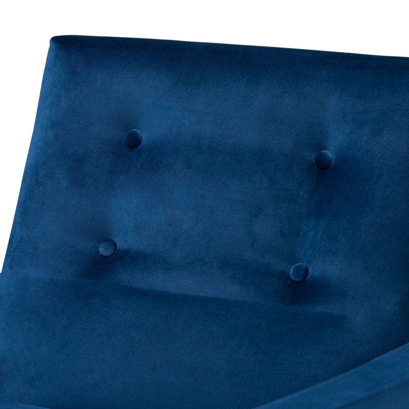 Baxton Studio Perris Mid-Century Modern Velvet Fabric Upholstered Wood Lounge Chair Blue: Polyester, Spot Clean, Armchair