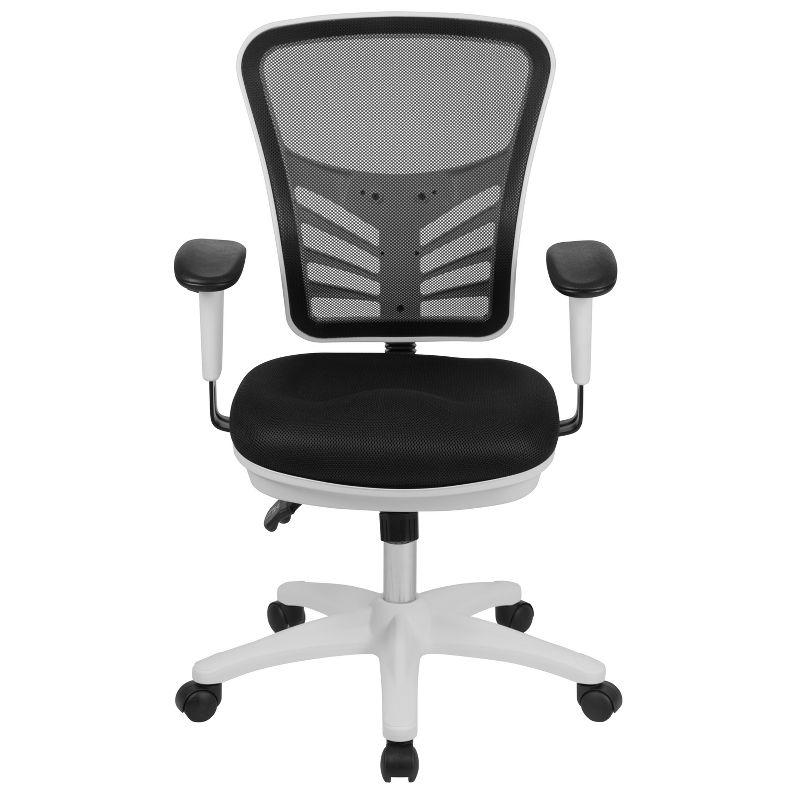 Ergonomic Mid-Back Swivel Office Chair with Adjustable Arms in Black Mesh