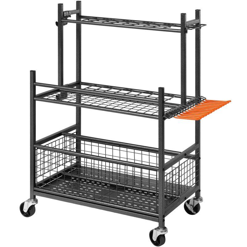 VEVOR Garden Tool Organizer, 16 Slots with Hooks, Yard Tool Tower Rack with Wheels for Garage Organization and Storage, Hold Long-Handled Tool/Rake