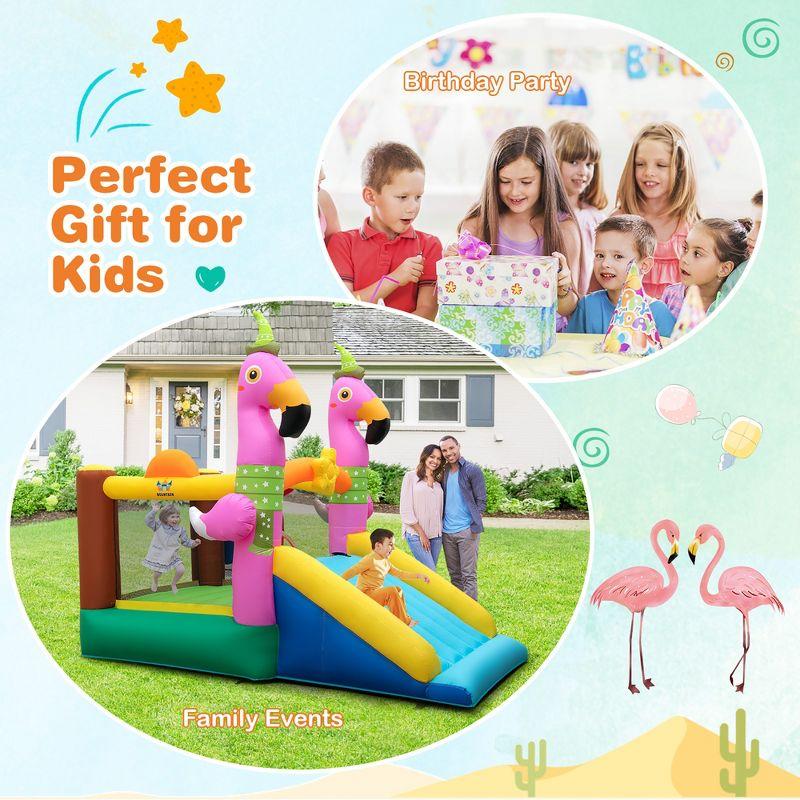 Costway Flamingo-Themed Bounce Castle 7-in-1 Kids Inflatable Jumping House