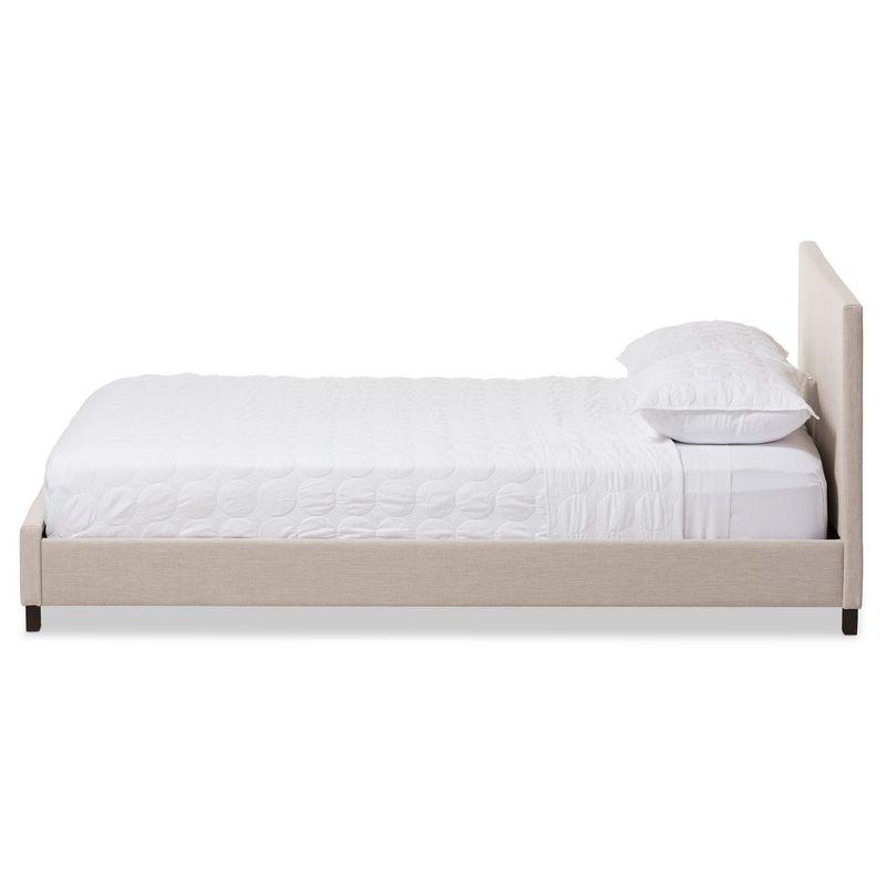 Elizabeth Beige Panel-Stitched Full Platform Bed with Upholstered Headboard