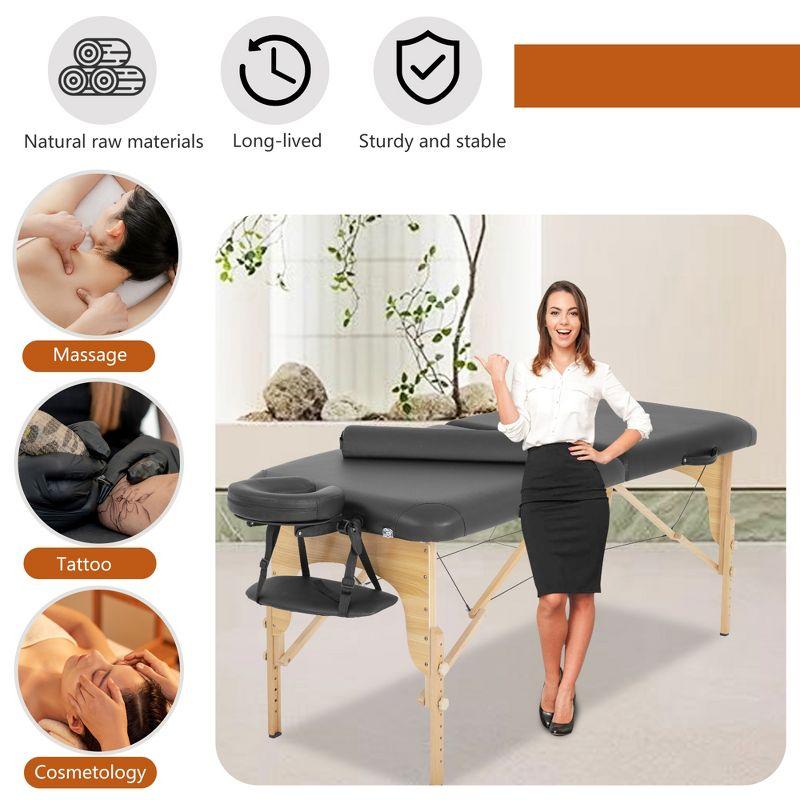 FDW Massage Table Massage Bed Spa Bed 73 Inches Long Height Adjustable Massage Table W/Sheet Cradle Bolster Portable 2 Folding Salon Table