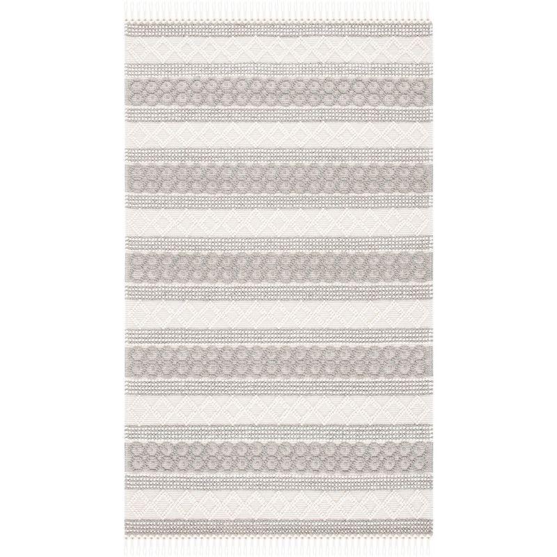 Ivory and Grey Hand-Tufted Wool Area Rug, 3' x 5'