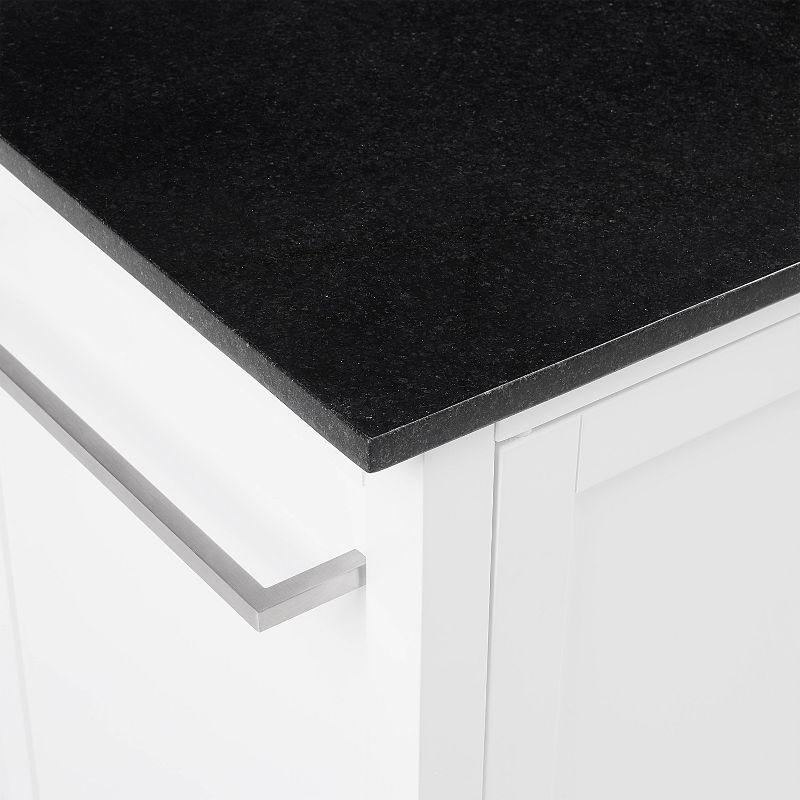 Crosley Soren Granite Top Kitchen Island/Cart Black/White: Traditional Style with Caster Wheels, Storage & Assembly Tools Provided