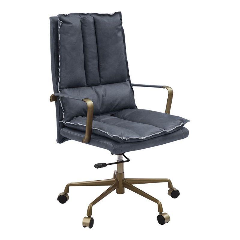 25" Tinzud Active Sitting Chair Gray Leather - Acme Furniture: Ergonomic Design, Metal Frame, 60 Day Warranty