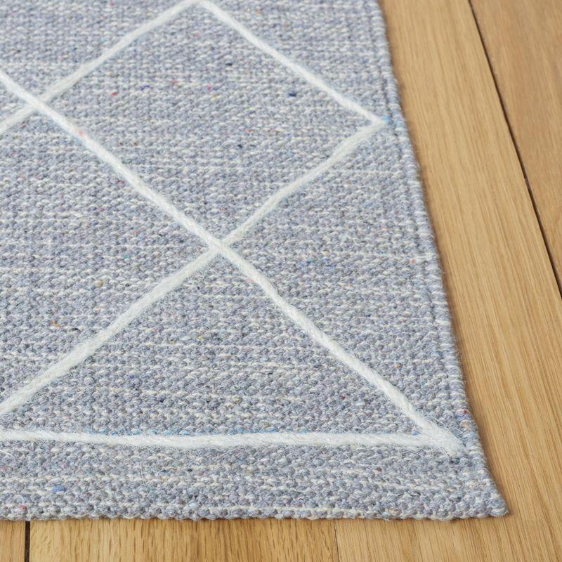 Gray and Silver Striped Wool and Cotton 3' x 5' Area Rug