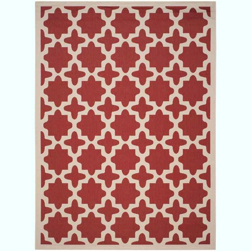 Resilient Red & Bone Geometric 8' x 11' Indoor/Outdoor Area Rug