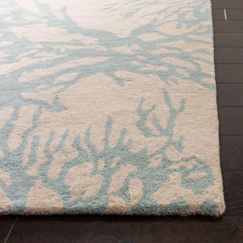 Hand-Tufted Bella Square Wool Area Rug in Beige & Blue, 5' x 5'