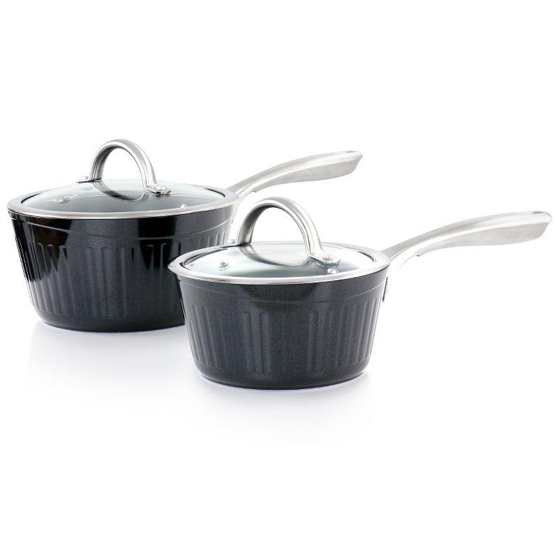 Kenmore Kenmore Logan 10 Piece Aluminum Nonstick Cookware Set In Black With Wood Utensils