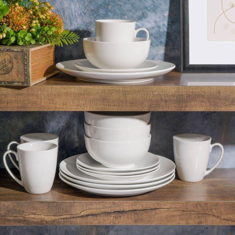 Gibson Home 16pc Ogalla Fine Ceramic Dinnerware Set - White: Dishware Set, Service for 4, Includes Dinner Plates & Bowls