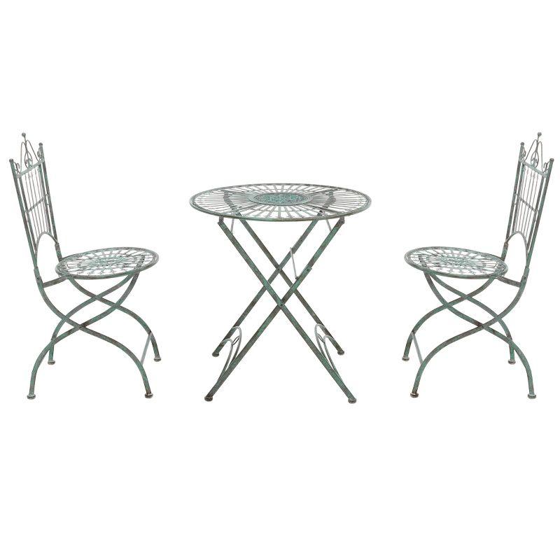 Belen Bistro Set, One Table And Two Chairs - Outdoor - PAT5020 - Antique Dark Green - Safavieh