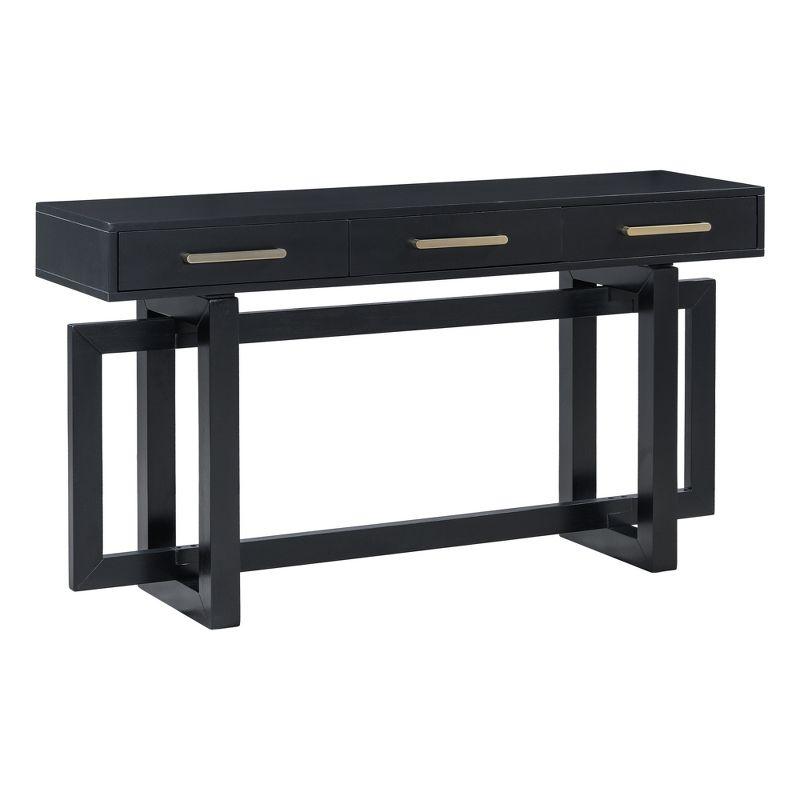 57"W Elegant Console Table with 3 Drawers and Irregular Legs, Extra Long Entryway Table, Black 4B - ModernLuxe