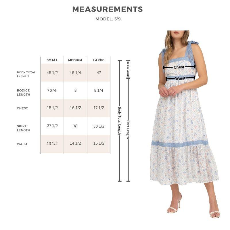 August Sky Women's Sleeveless Lace Trim Floral Midi Dress, Blue Multi, Small