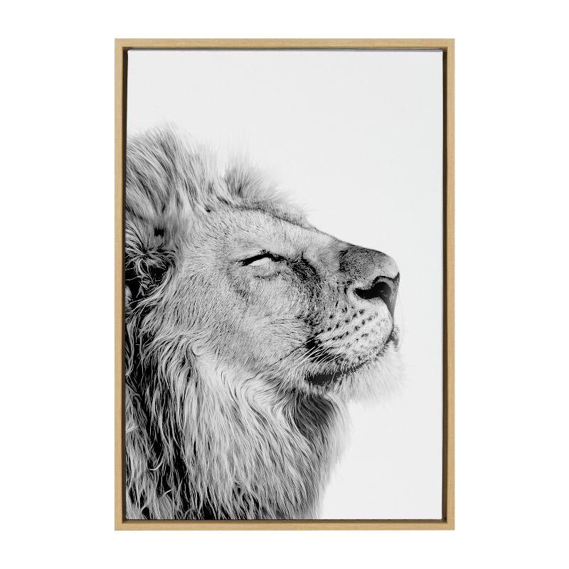 Natural Framed Lion Canvas Print, 23x33