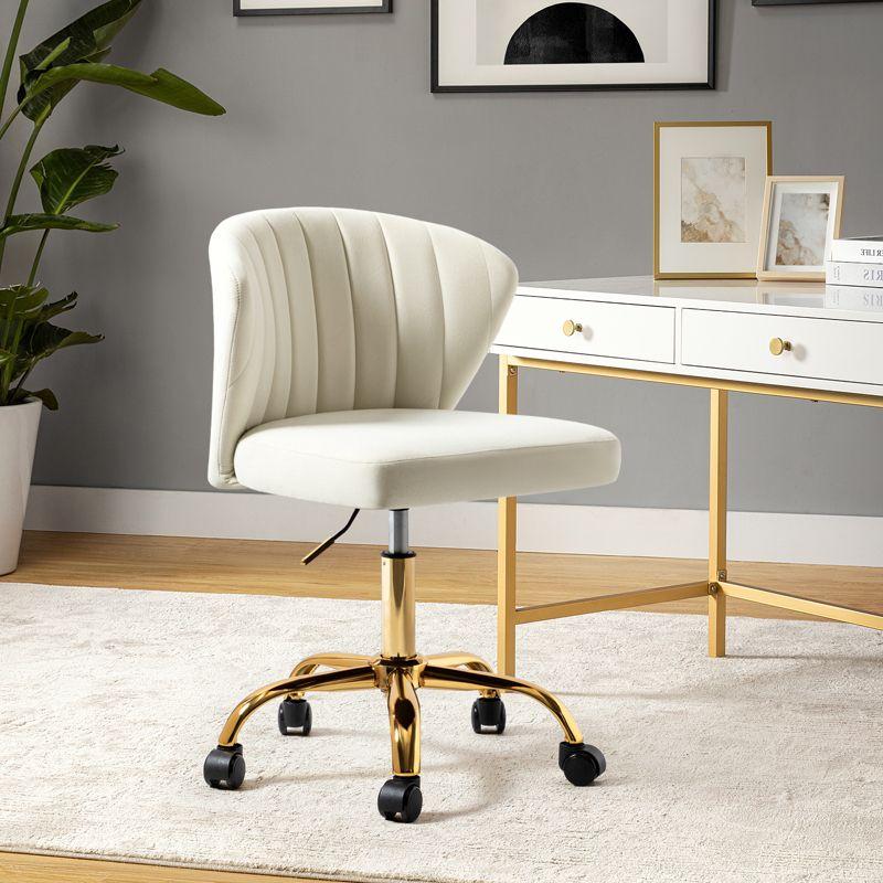 Ilia comtemperary wingback Task Chair Swivel Office Chair  with channel Tufted Back | Karat Home - IVORY