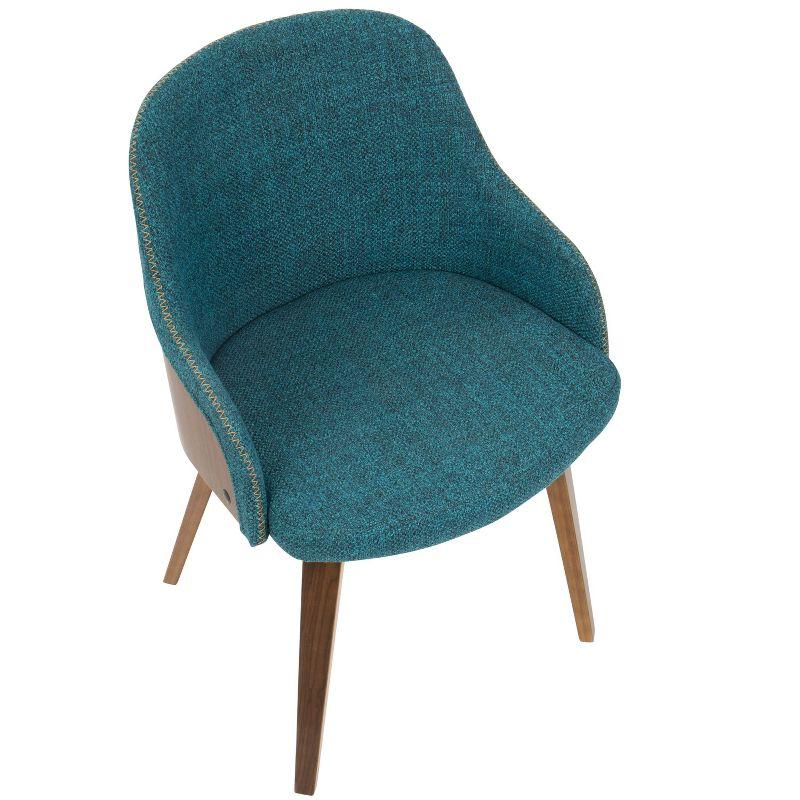 Teal Upholstered Scandinavian Arm Chair with Wood Frame