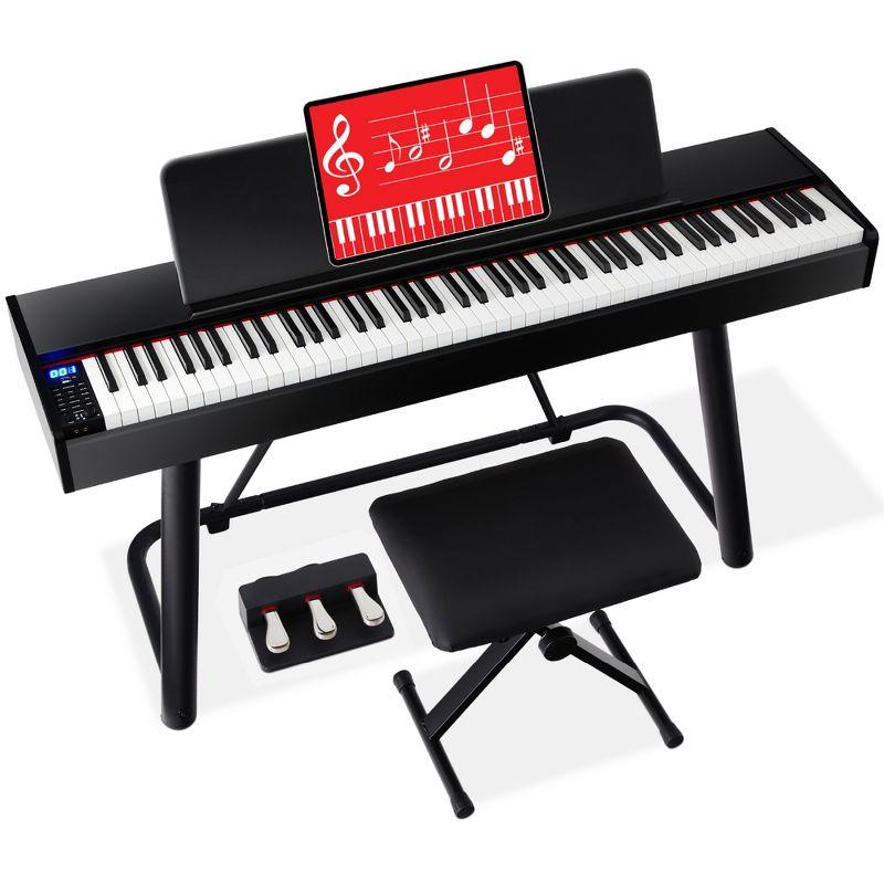 88-Key Black Digital Piano with Weighted Keys and Pedals