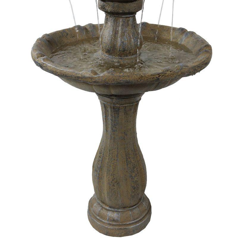 Sunnydaze Outdoor 2-Tier Pineapple Solar Powered Water Fountain with Battery Backup and Submersible Pump - 46" - Earth Finish