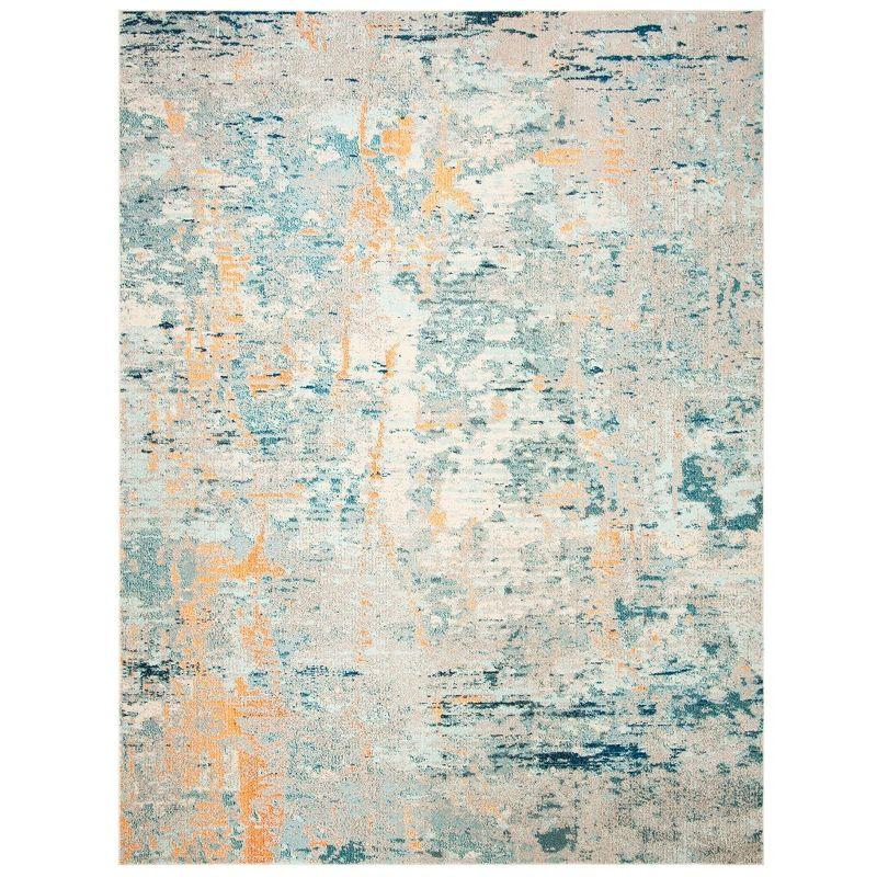 Elegance Reimagined Light Blue & Beige 8' x 10' Synthetic Area Rug