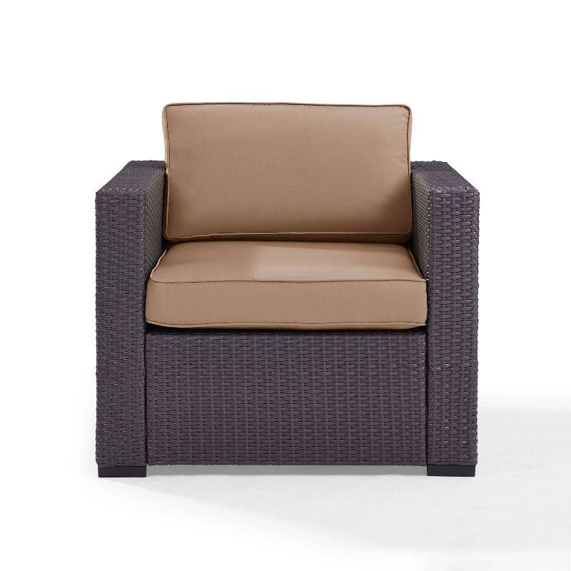 Mocha Brown Outdoor Wicker Armchair with Cushions