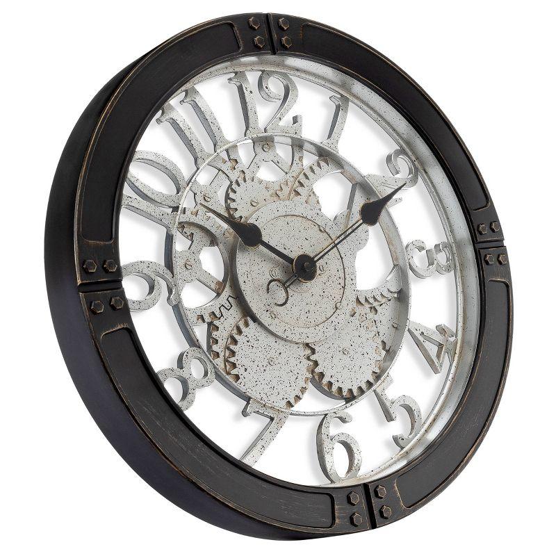 16" Gear Wall Clock with Open See Through Dial - Westclox: Quartz Movement, Industrial Black Frame