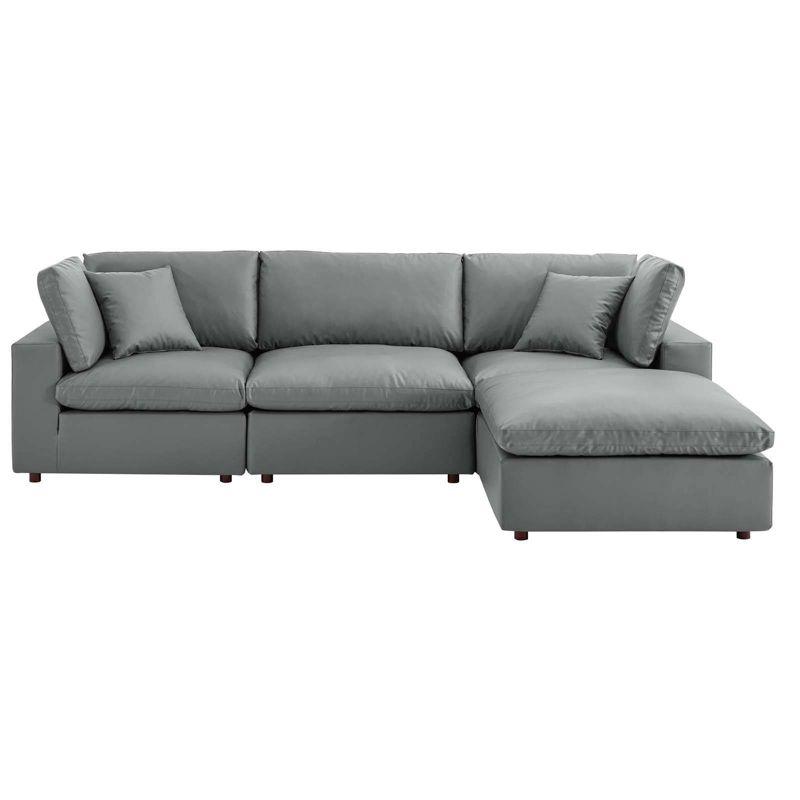 Modway Commix Down Filled Overstuffed Vegan Leather 4-Piece Sectional Sofa