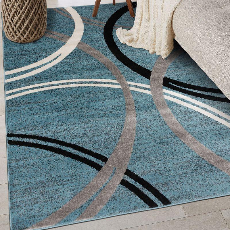 World Rug Gallery Contemporary Abstract Circles Design Blue 6'6" x 9' Area Rug