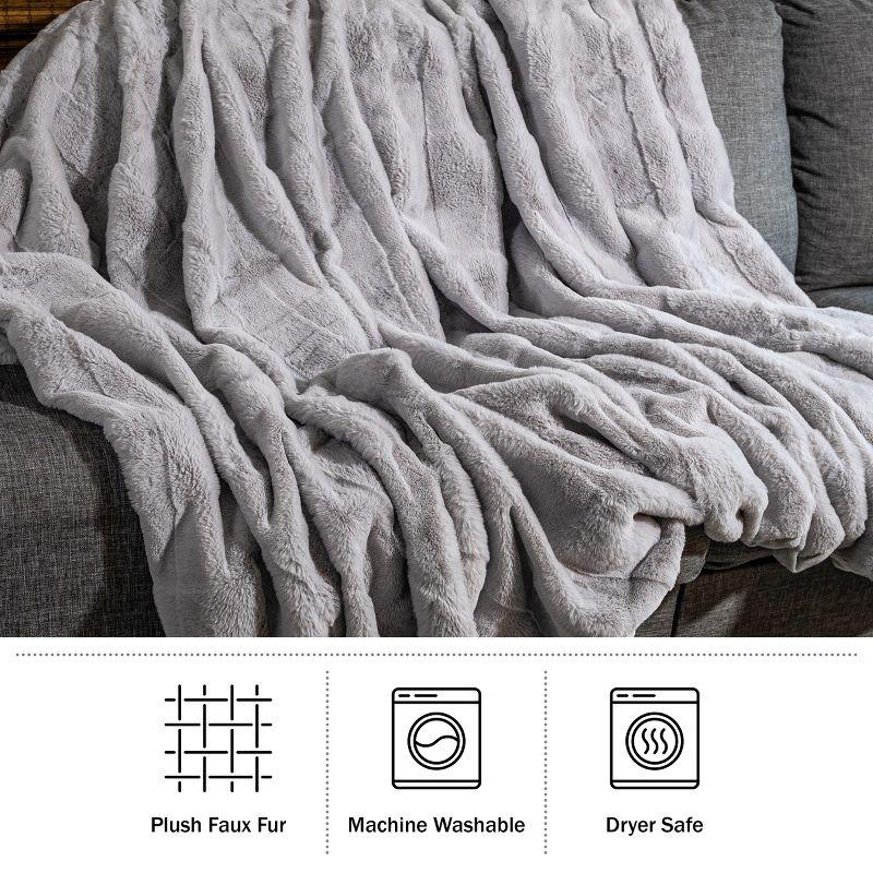 Lavish Home 60x80 Jacquard Faux Fur Blanket