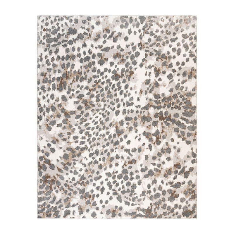 Ciaran Gaia Animal Glam Leopard Print Gray/Tan/Ivory Polypropylene Area Rug