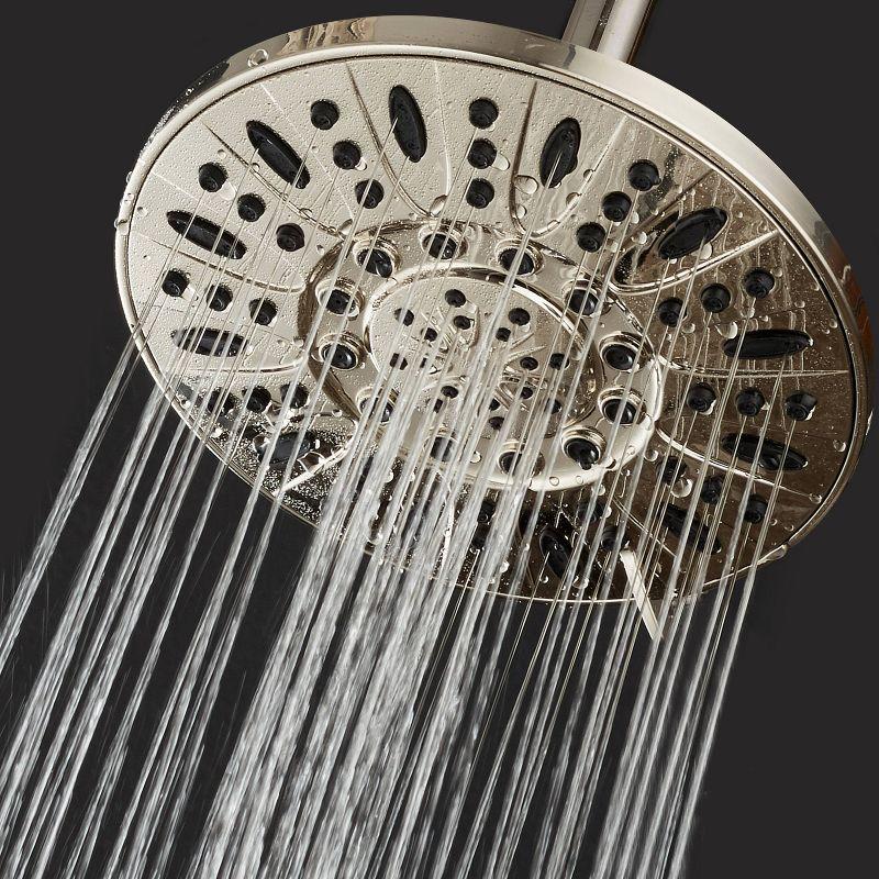 AquaDance 7" Six Setting High Pressure Ultra Luxury Giant Rainfall Shower Head Brushed Nickel: ABS & Brass, 2.5 GPM