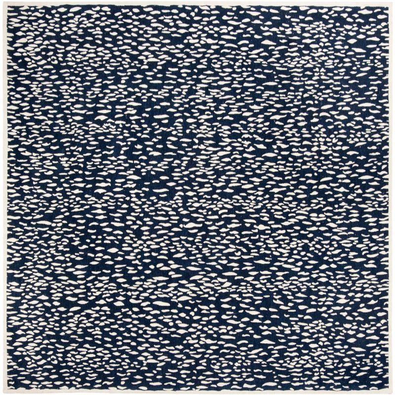 Marbella MRB657 Hand Loomed Area Rug - Navy Blue/Ivory - 6'x6' - Safavieh.
