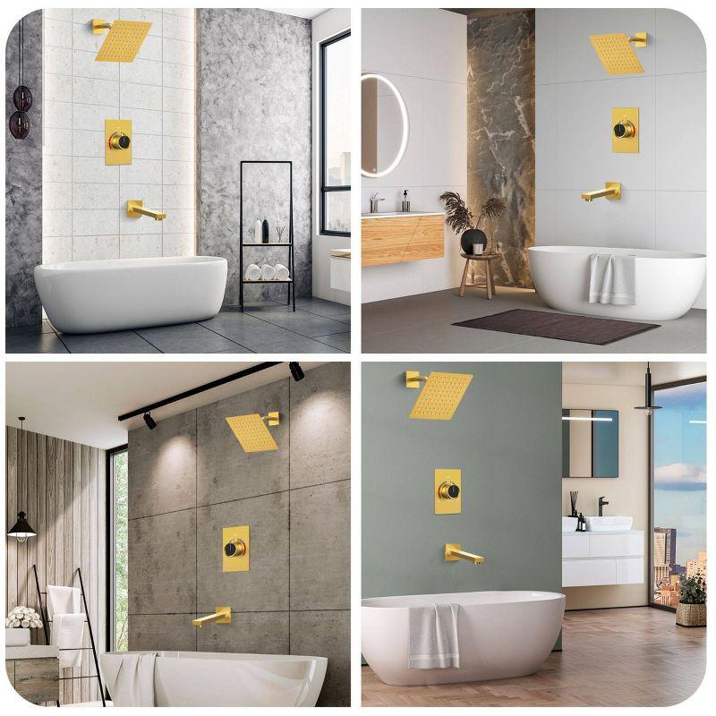 EVERSTEIN AquaSpa Shower Faucet Set with Tub Spout, 8-Inch Rain Shower Head with Valve SFS-1035-GD8