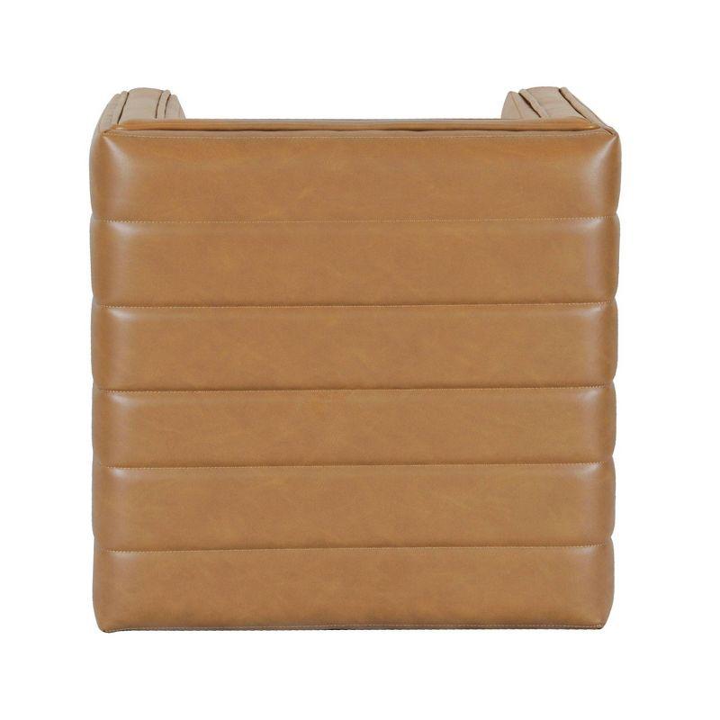 Modern Channel Ottoman Caramel Faux Leather - HomePop: Upholstered Rectangle, No Assembly Required