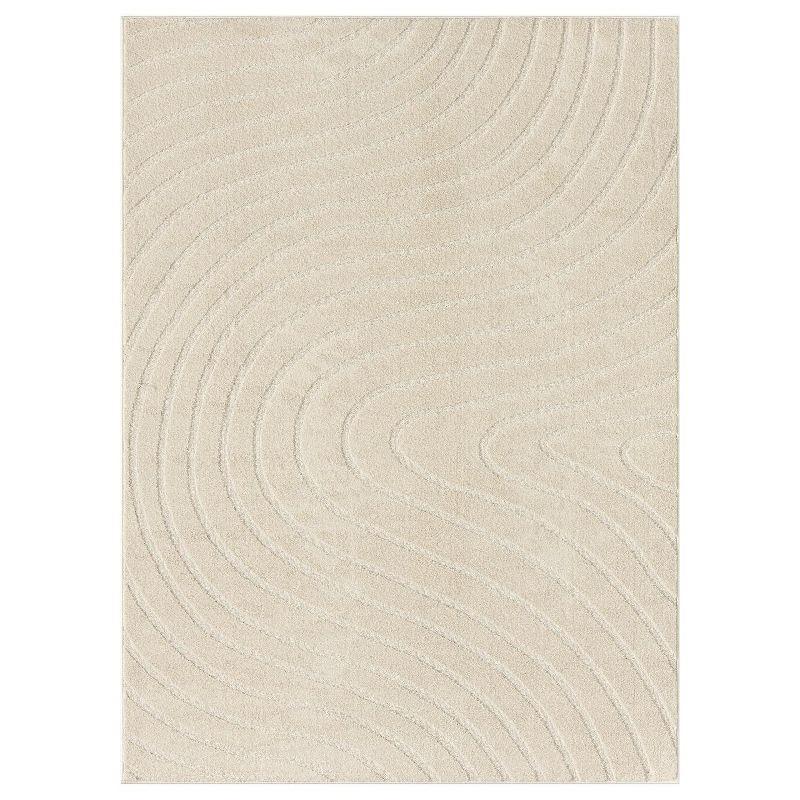 Luxe Weavers Modern Floral Indoor Cream 8x10 Area Rug