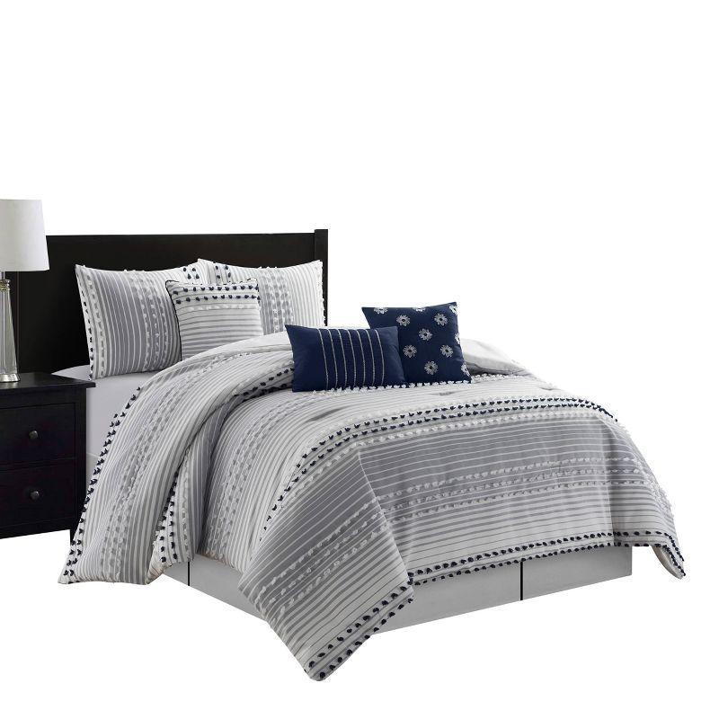 Nanshing America, Inc Clarion Pink 7 Piece Chic Striped Comforter Set
