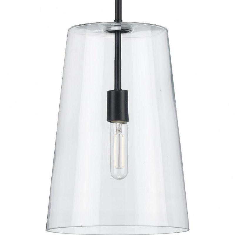Progress Lighting Clarion 1-Light Pendant, Matte Black, Clear Glass Shade