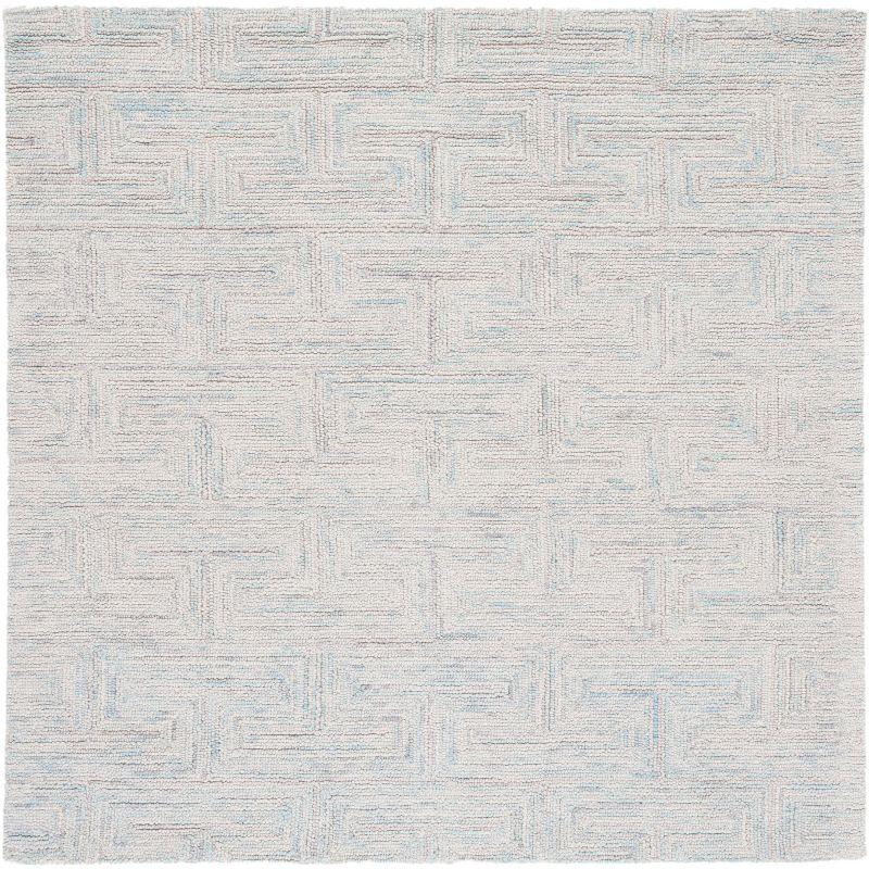 Ikat IKT101 Hand Tufted Area Rug - Teal/Grey - 6'x6' - Safavieh.