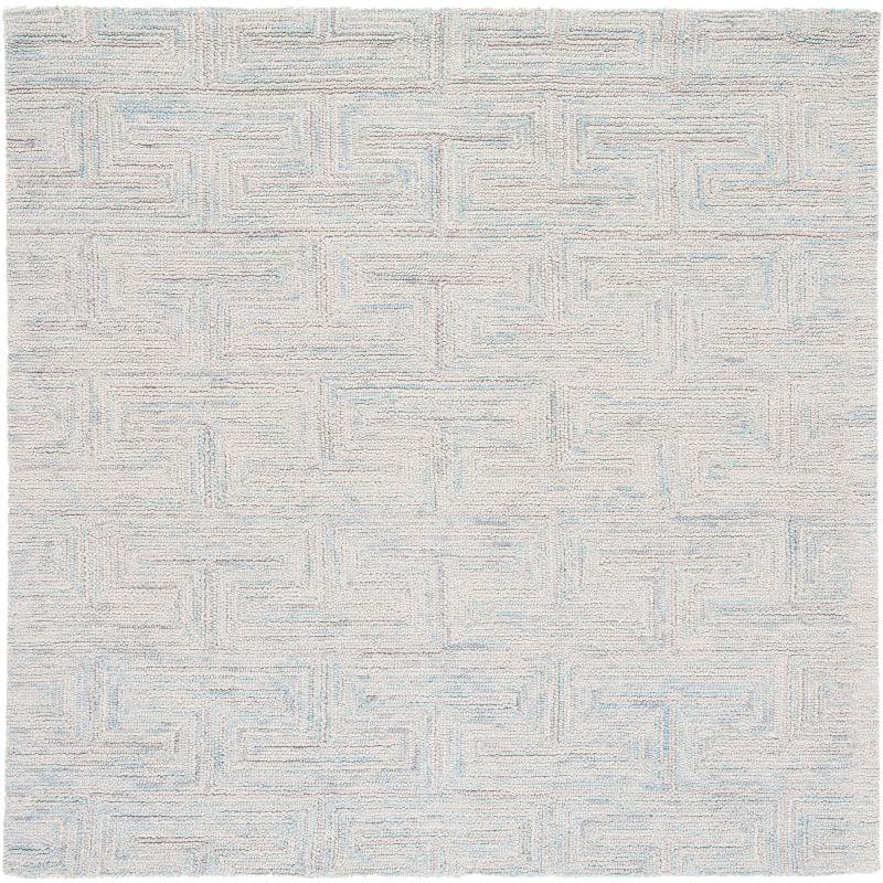 Gray Hand-Tufted Wool Square Area Rug, 6' x 6'